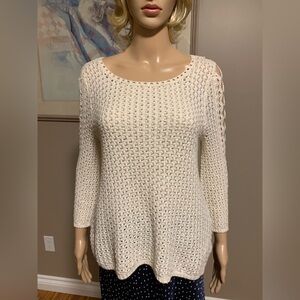 Chico’s Women's Crochet Cream Sweater Size 0 Petite
